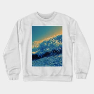 Photo of a wave on the beach on a sunny day, blue and orange gradient Crewneck Sweatshirt